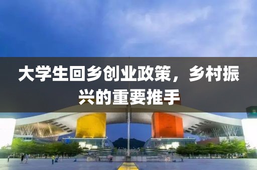 大学生回乡创业政策，乡村振兴的重要推手