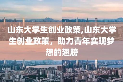 山东大学生创业政策,山东大学生创业政策，助力青年实现梦想的翅膀