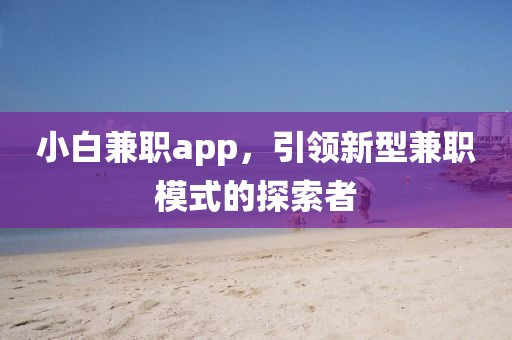 小白兼职app，引领新型兼职模式的探索者