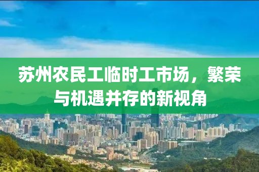 苏州农民工临时工市场，繁荣与机遇并存的新视角